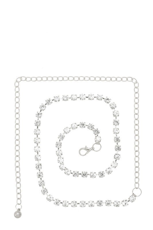 Single Line Bold Rhinestone Metal Belt (Pick Color)