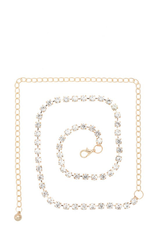 Single Line Bold Rhinestone Metal Belt (Pick Color)