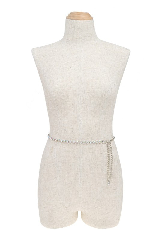 Single Line Bold Rhinestone Metal Belt (Pick Color)