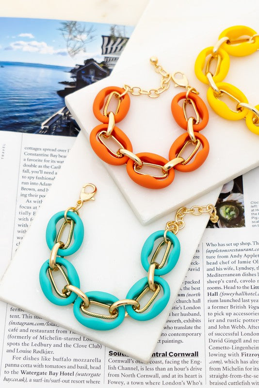 Lightweight Chunky Link Chain Bracelet (Pick Color)