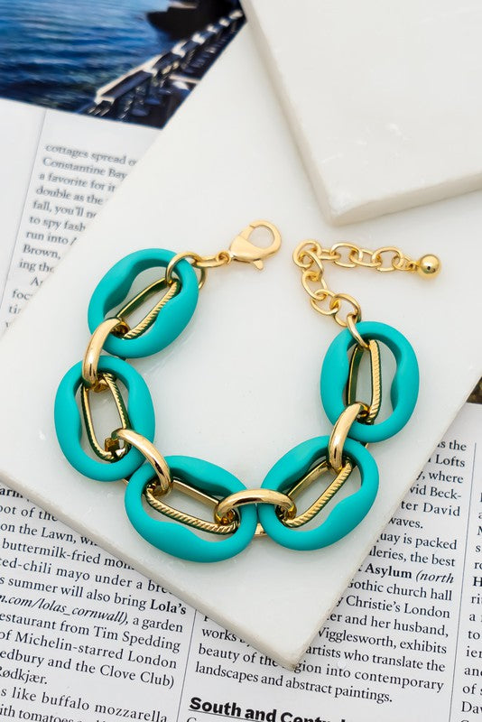 Lightweight Chunky Link Chain Bracelet (Pick Color)
