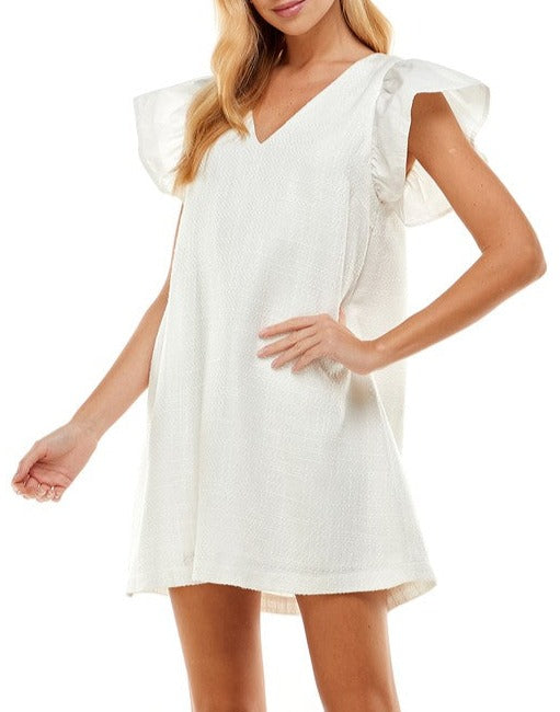 V Neck Flutter Dress