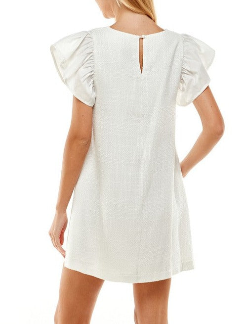 V Neck Flutter Dress