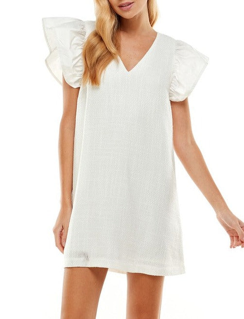 V Neck Flutter Dress