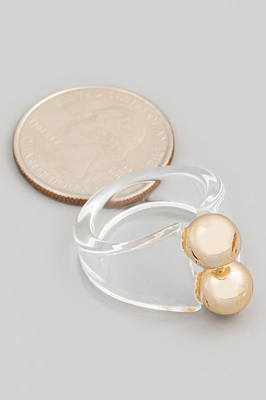 Clear Double Ball Fashion Ring