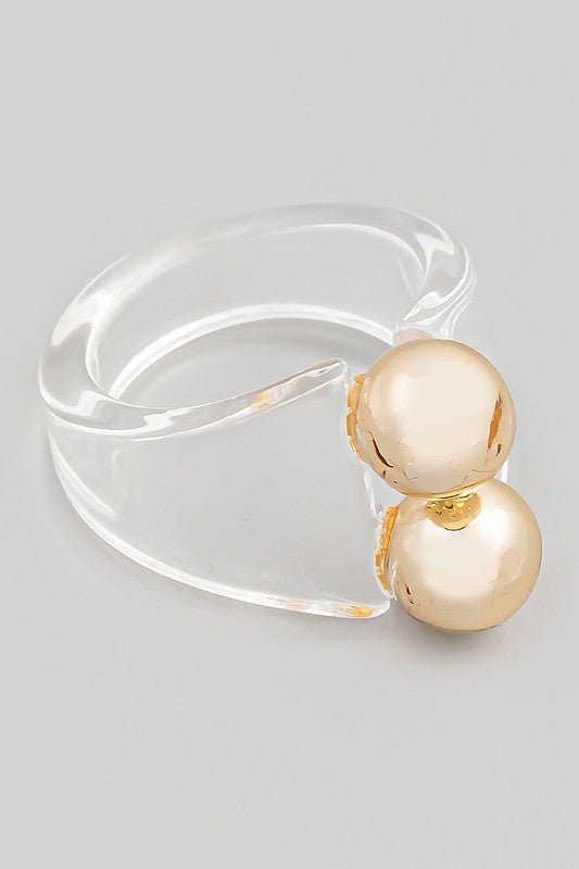 Clear Double Ball Fashion Ring