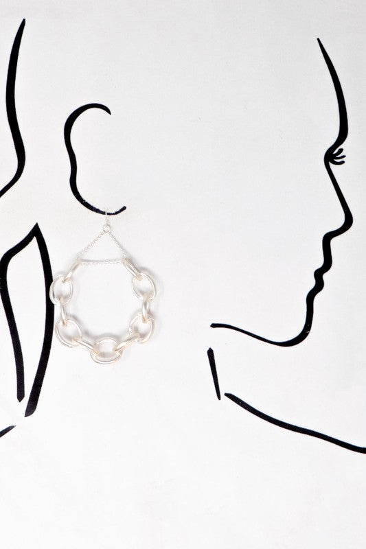 Chunky Chain Silver Hoop Earrings