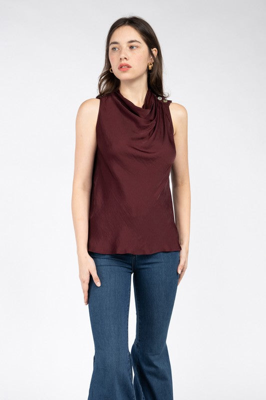 Mock Neck Sleeveless Top (Pick Color)