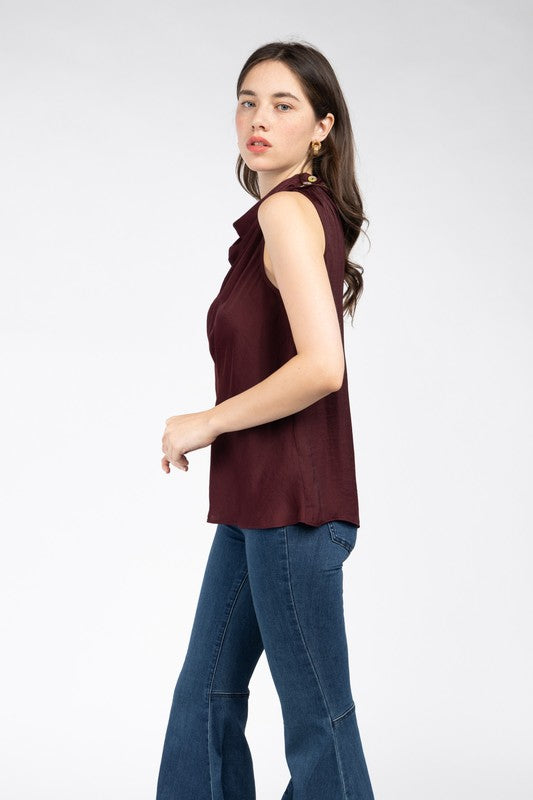 Mock Neck Sleeveless Top (Pick Color)