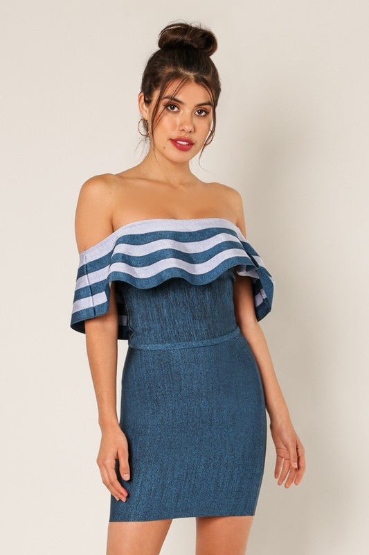 Off Shoulder Stripes Crop Top