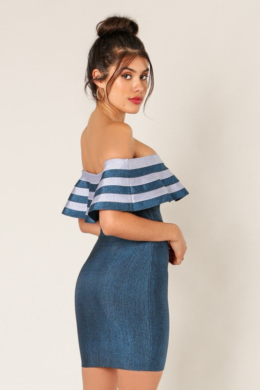 Off Shoulder Stripes Crop Top