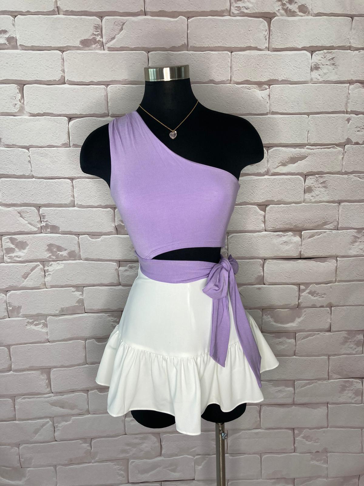 One Shoulder Cut Out Crop Top