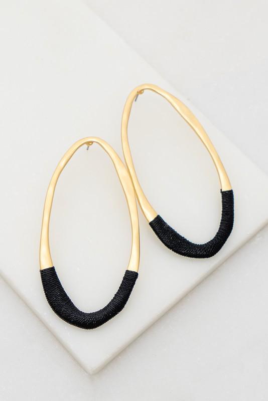Hammered Oval with Mustard Detail Hoop Earrings