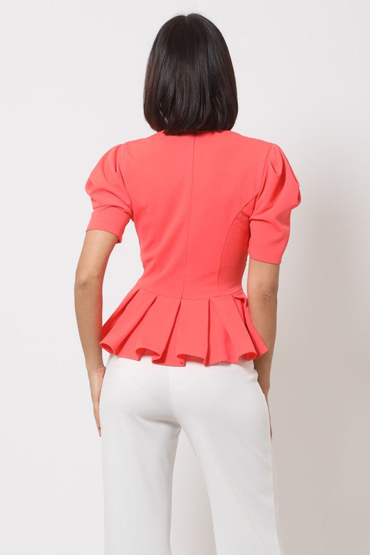 Salmon Peplum Top