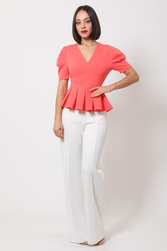 Salmon Peplum Top