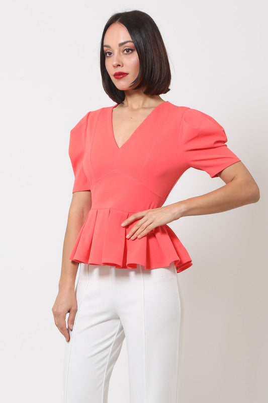 Salmon Peplum Top
