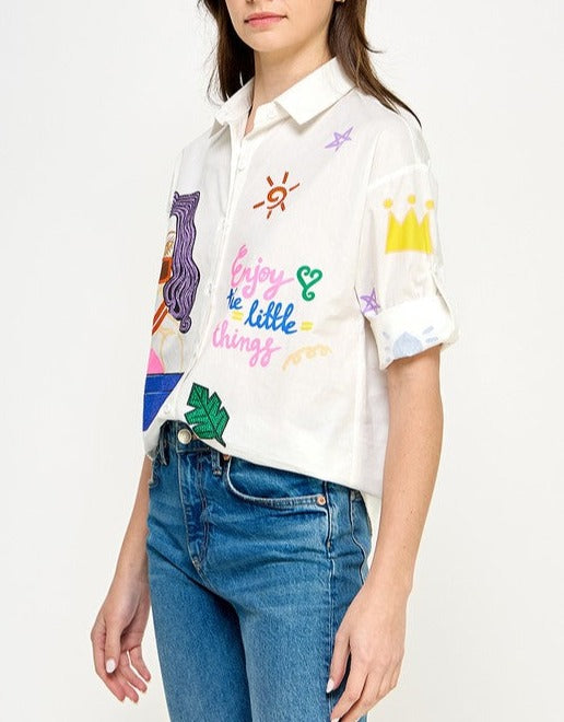 Multi Graphic Button Down Shirt