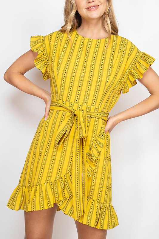 Ruffle Detail Waist Hi Lo Dress