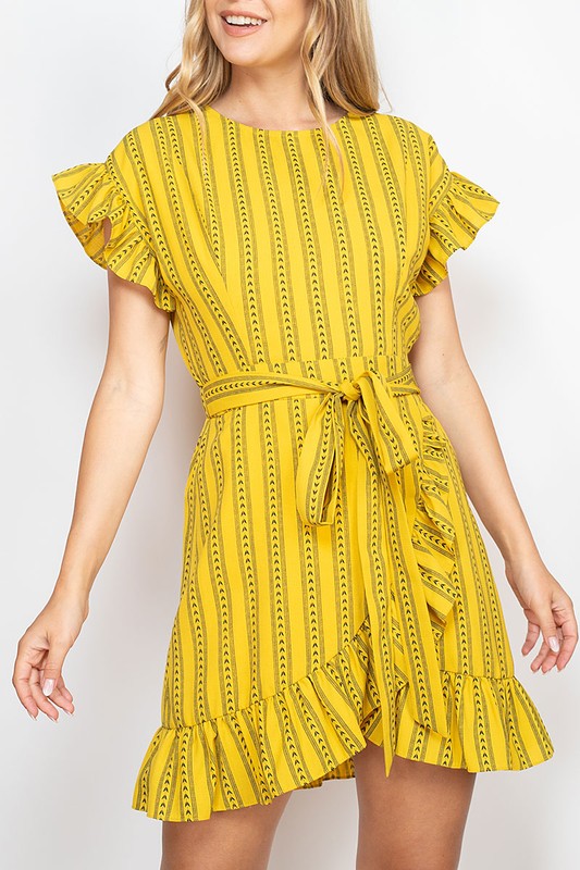 Ruffle Detail Waist Hi Lo Dress