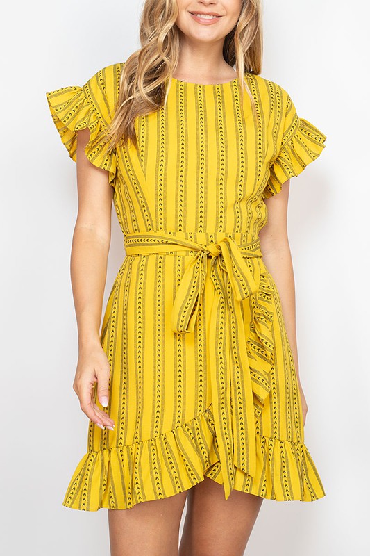 Ruffle Detail Waist Hi Lo Dress