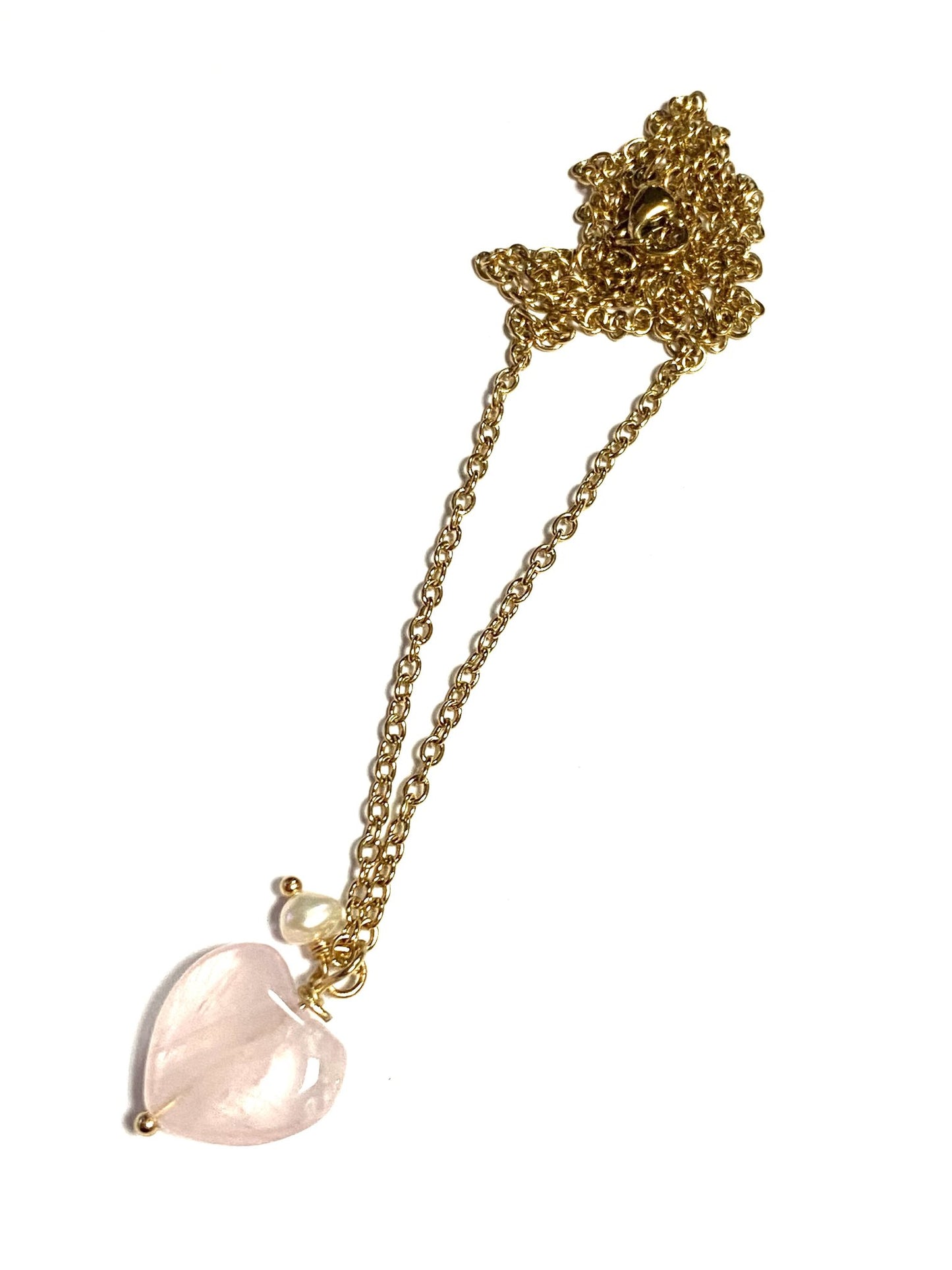 Quartz Heart with Pearl Necklace