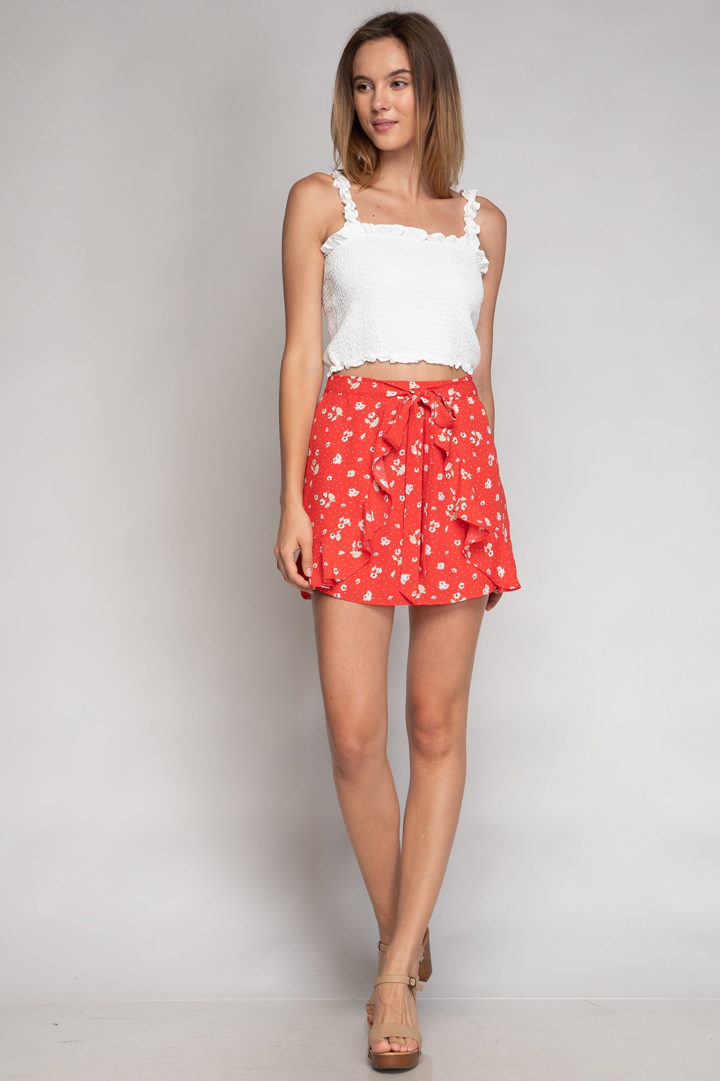 Printed Wrap Ruffle Skirt