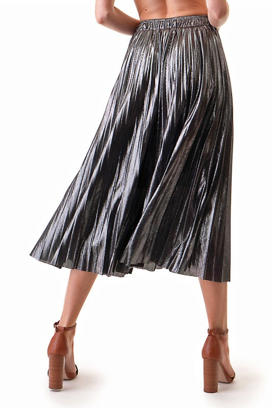 Pleated Metallic Skirt