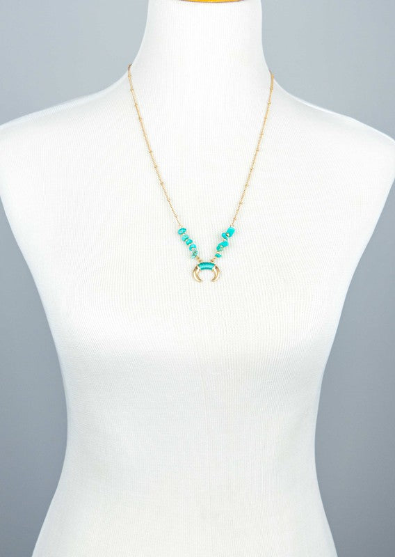 Stone & Horn Pendant Necklace