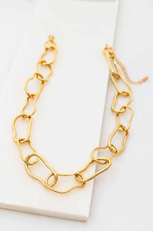 Oversize Casting Irregular Geo Hoop Chain Necklace