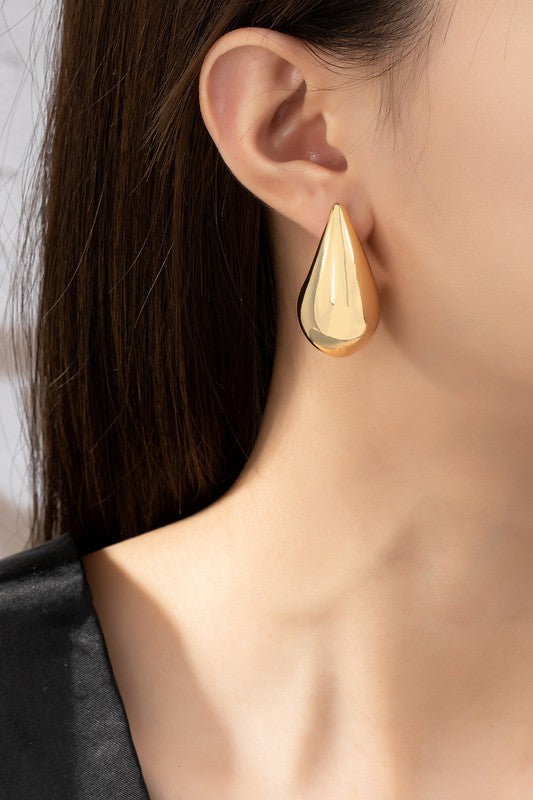 Hollow Puffy Teardrop Earrings