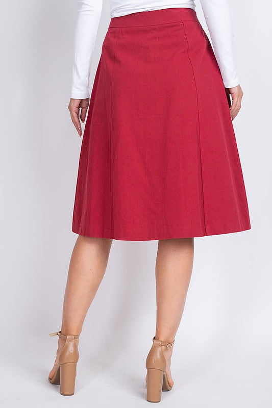 Waist Tie Pocket Detail A Line Skirt