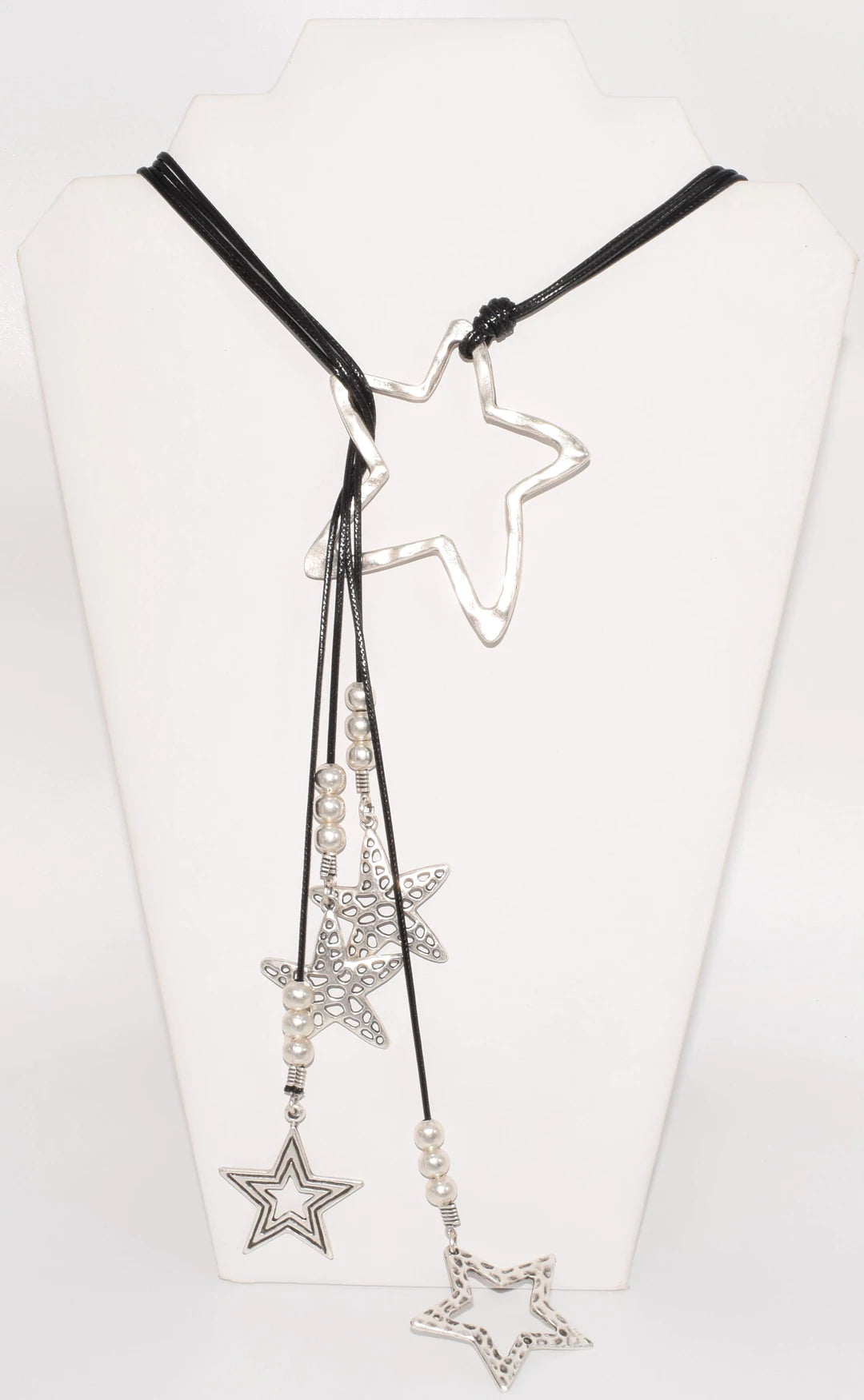 Black leather Multi Stars Turkish Necklace