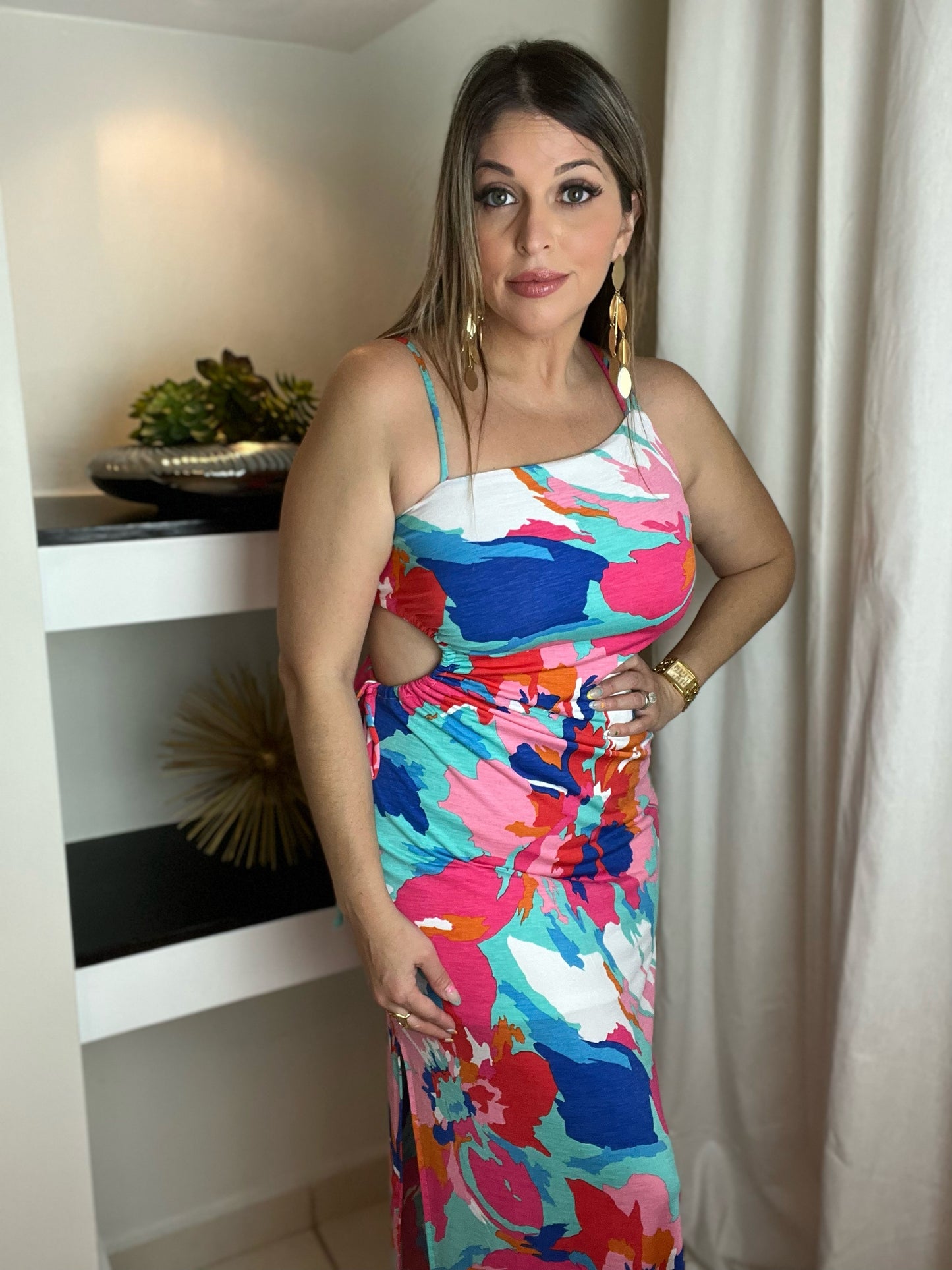 One Side Open Cut Out Maxi Dress