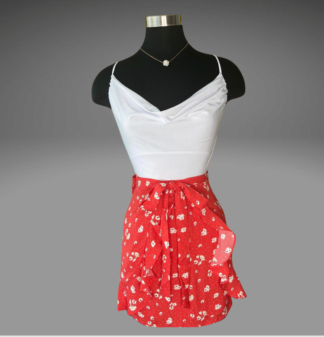 Printed Wrap Ruffle Skirt