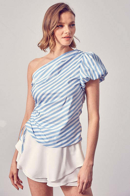 One Shoulder Striped Top
