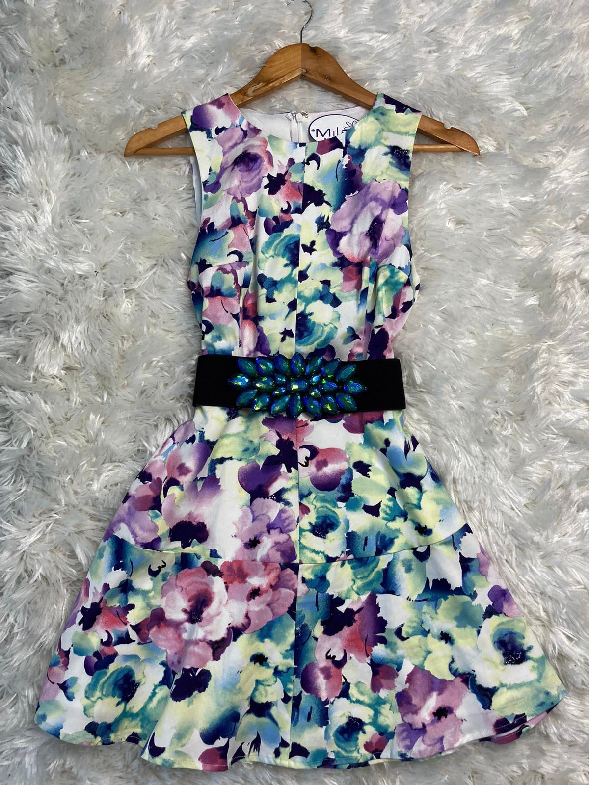 Multicolor Flower Short Dress