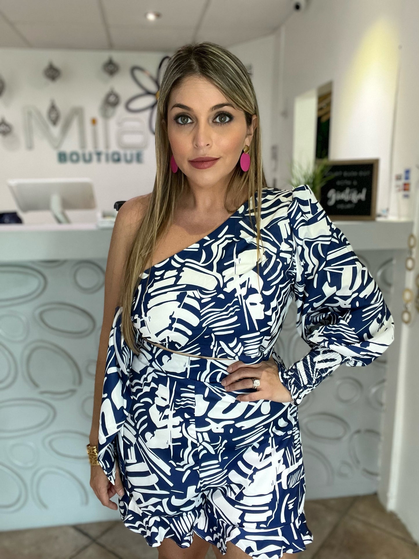 Printed One Shoulder Romper
