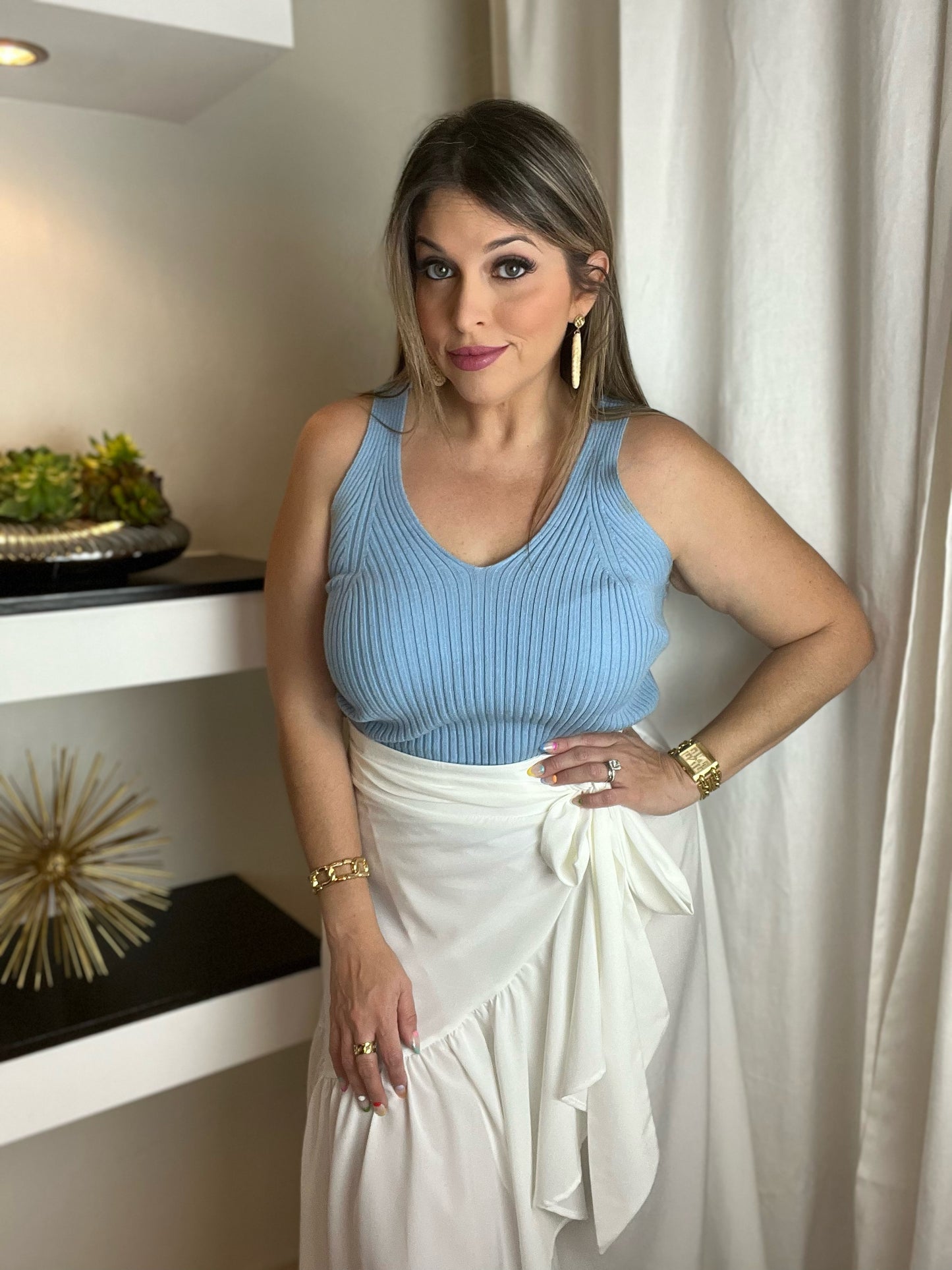V Neck Stretchy Top (Pick Color)