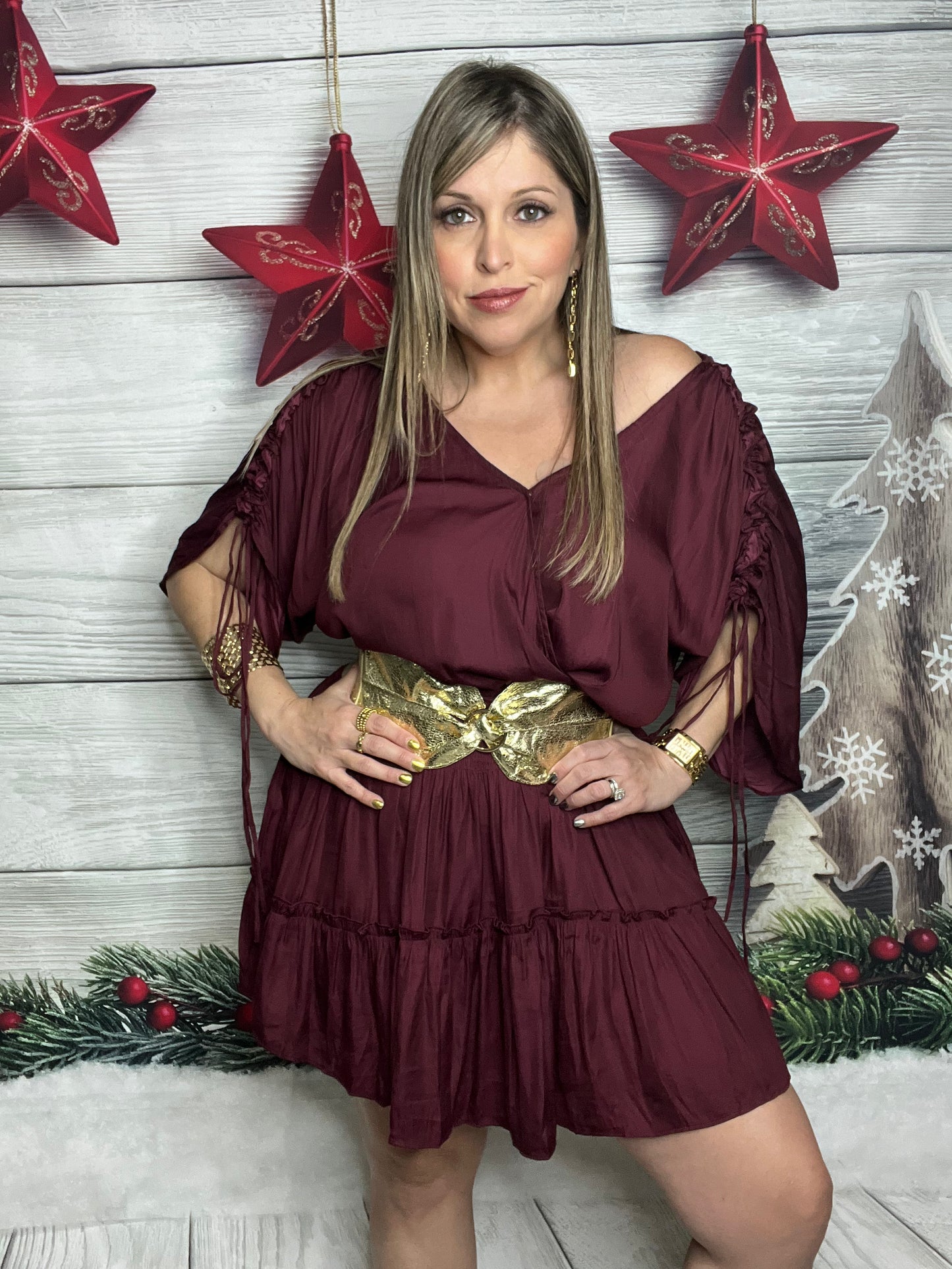 Dolman Sleeve Smocked Mini Dress