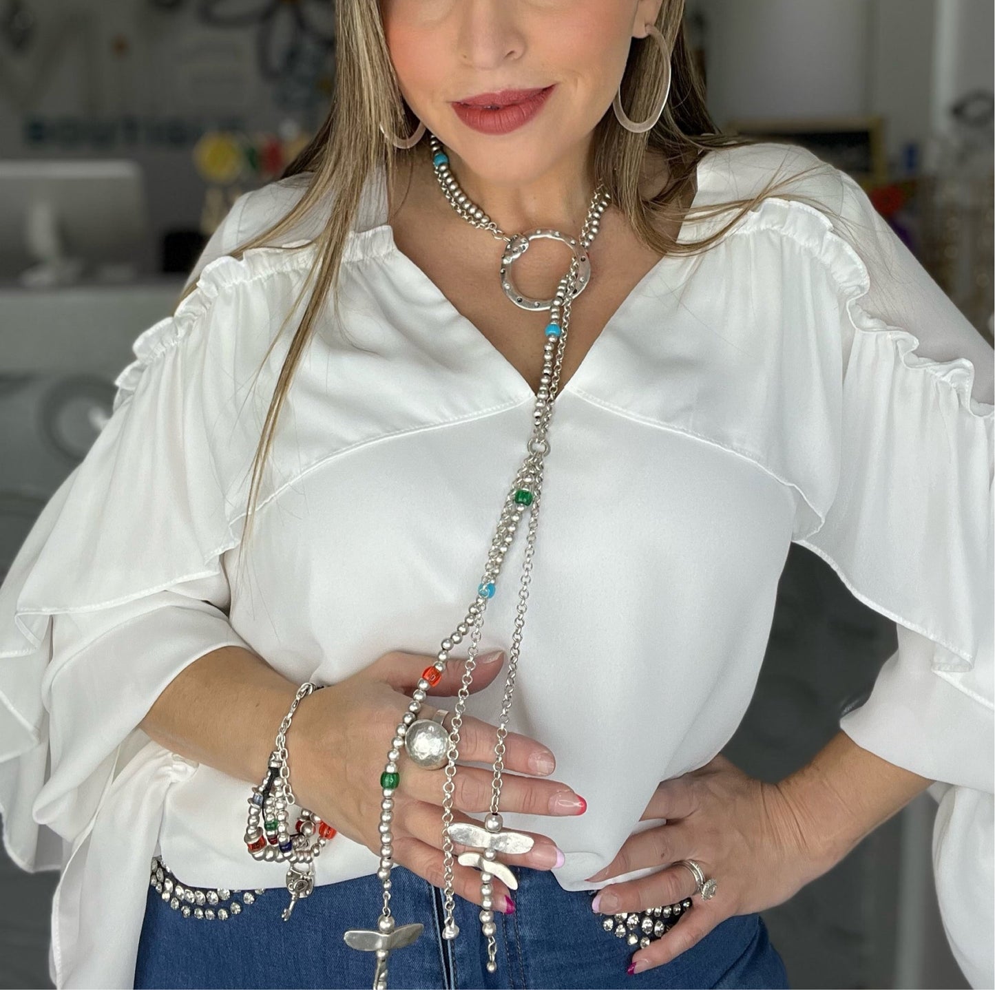 Dragonfly Silver Turkish Necklace and Bracelet Set