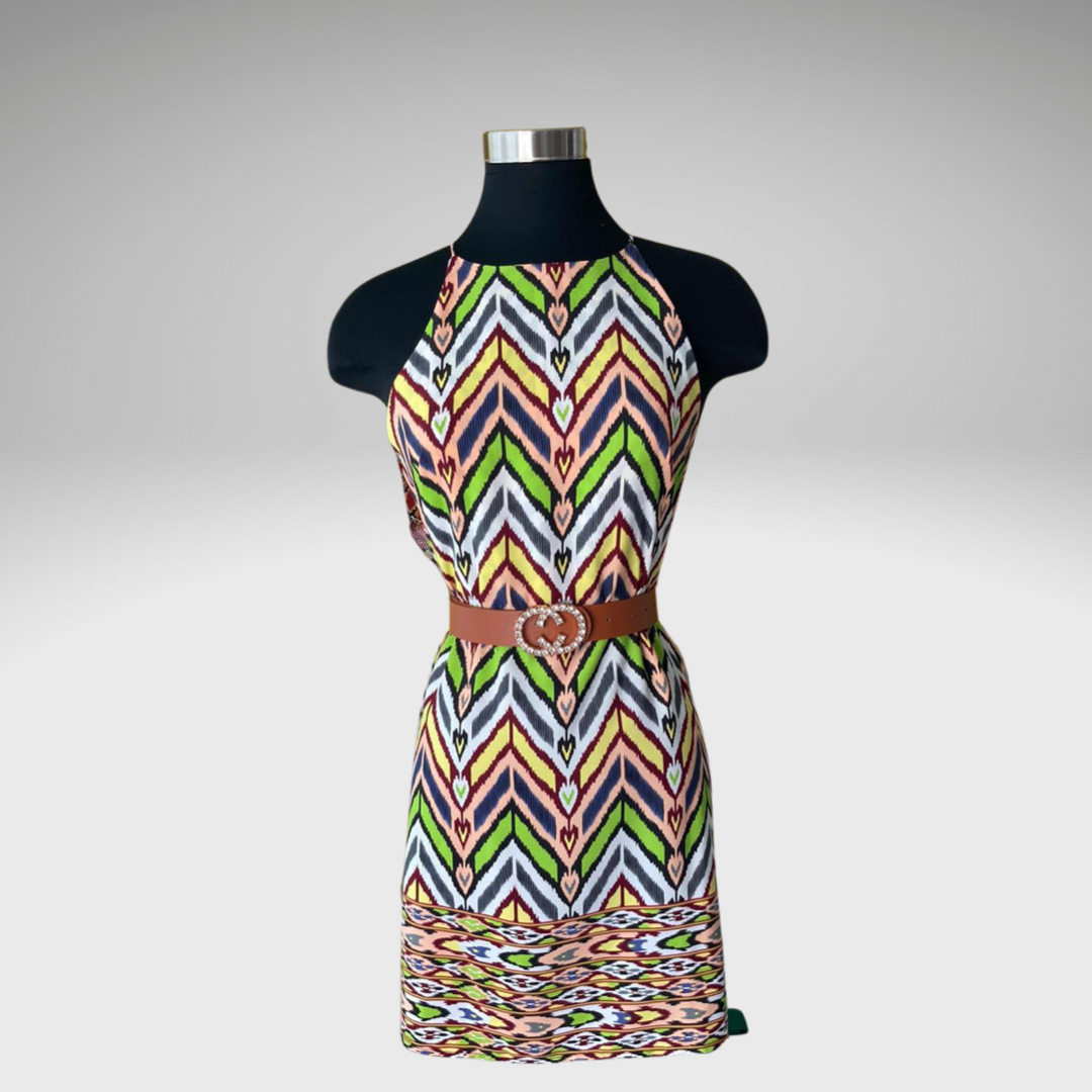 Ikat Stripe Cut Away Short Dress