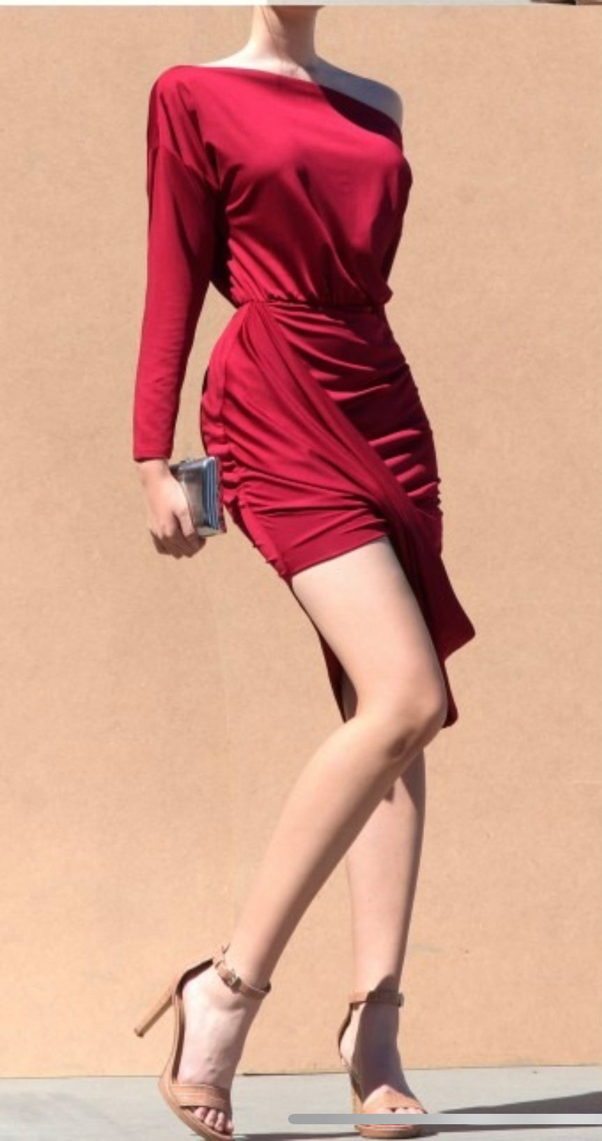 Venetian Ruched Body Con Dress