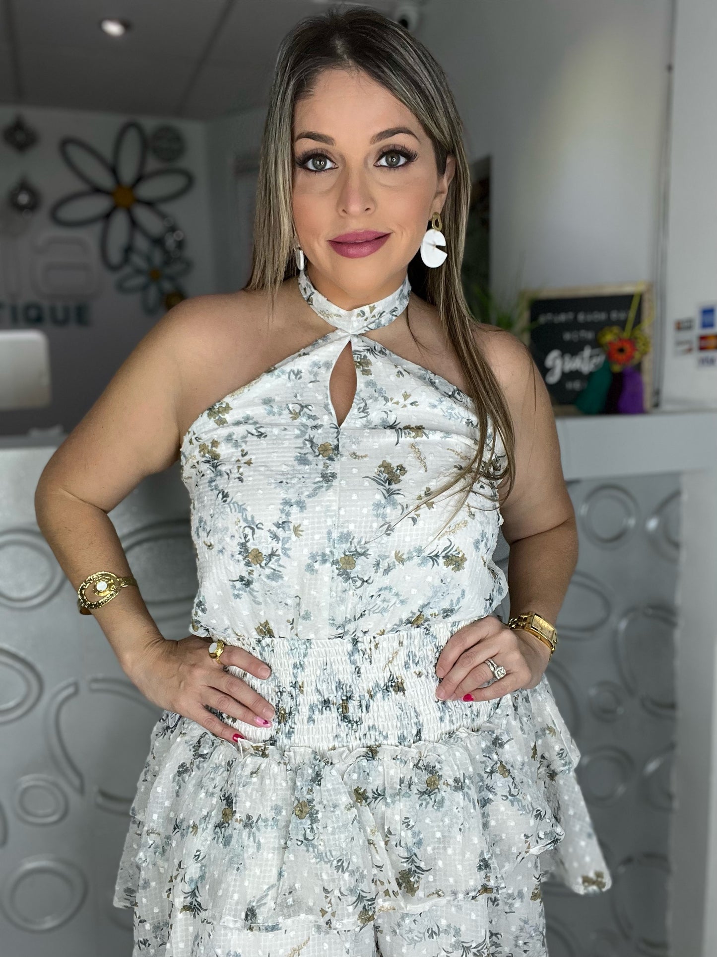 Floral Printed Halter Dress