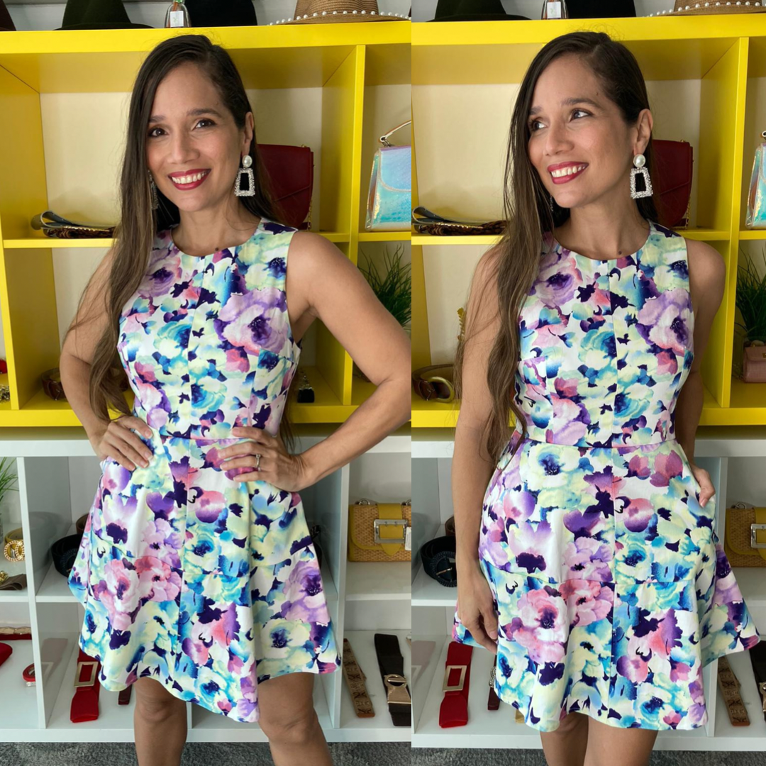 Multicolor Flower Short Dress