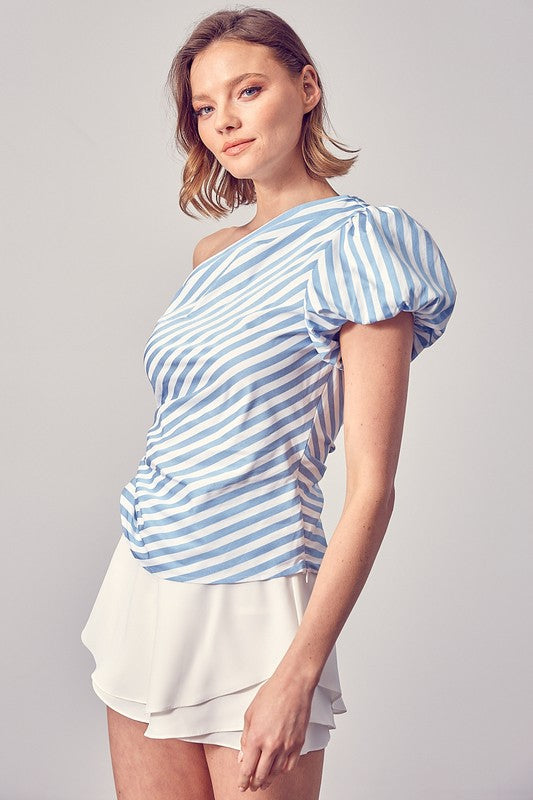 One Shoulder Striped Top