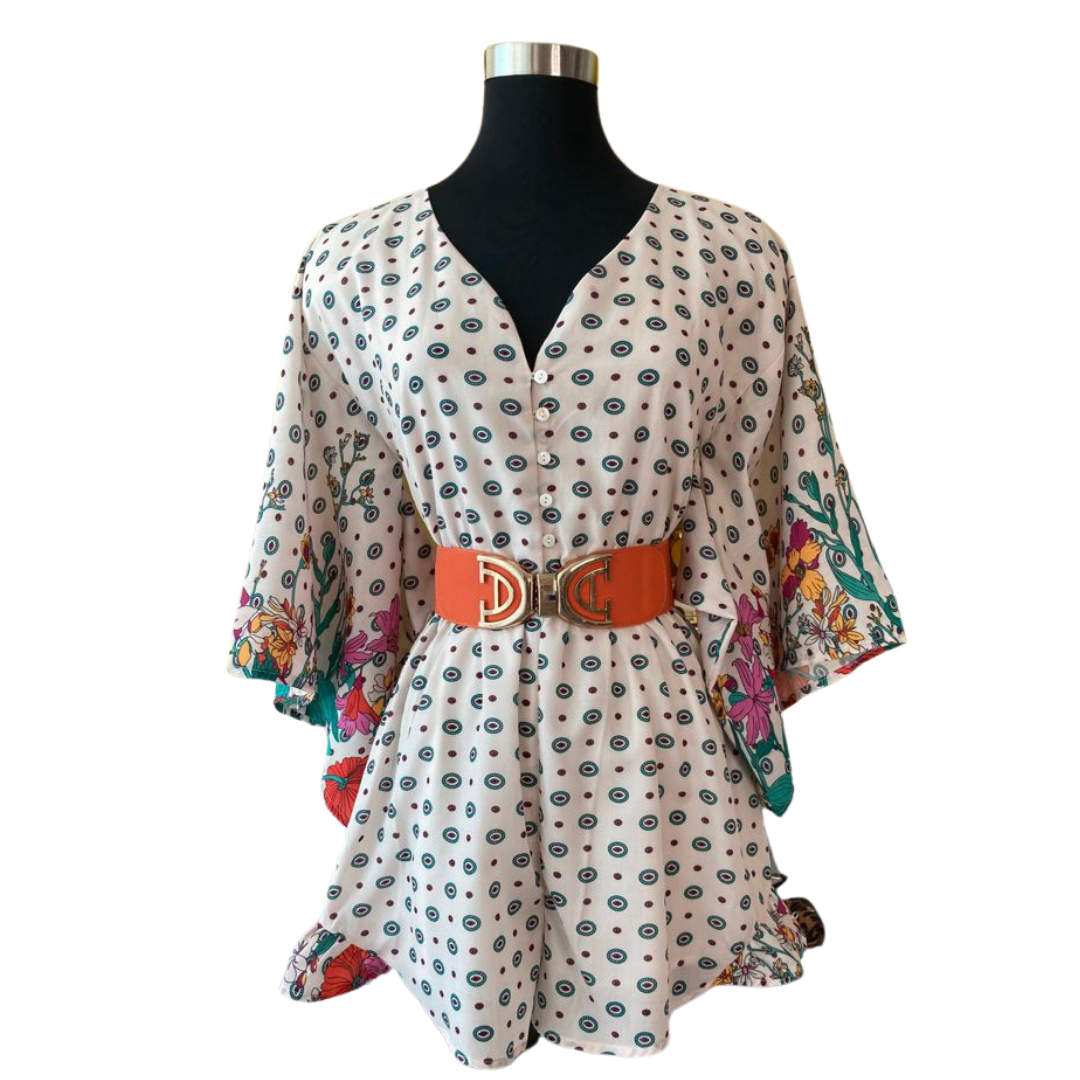 Print Kimono Romper
