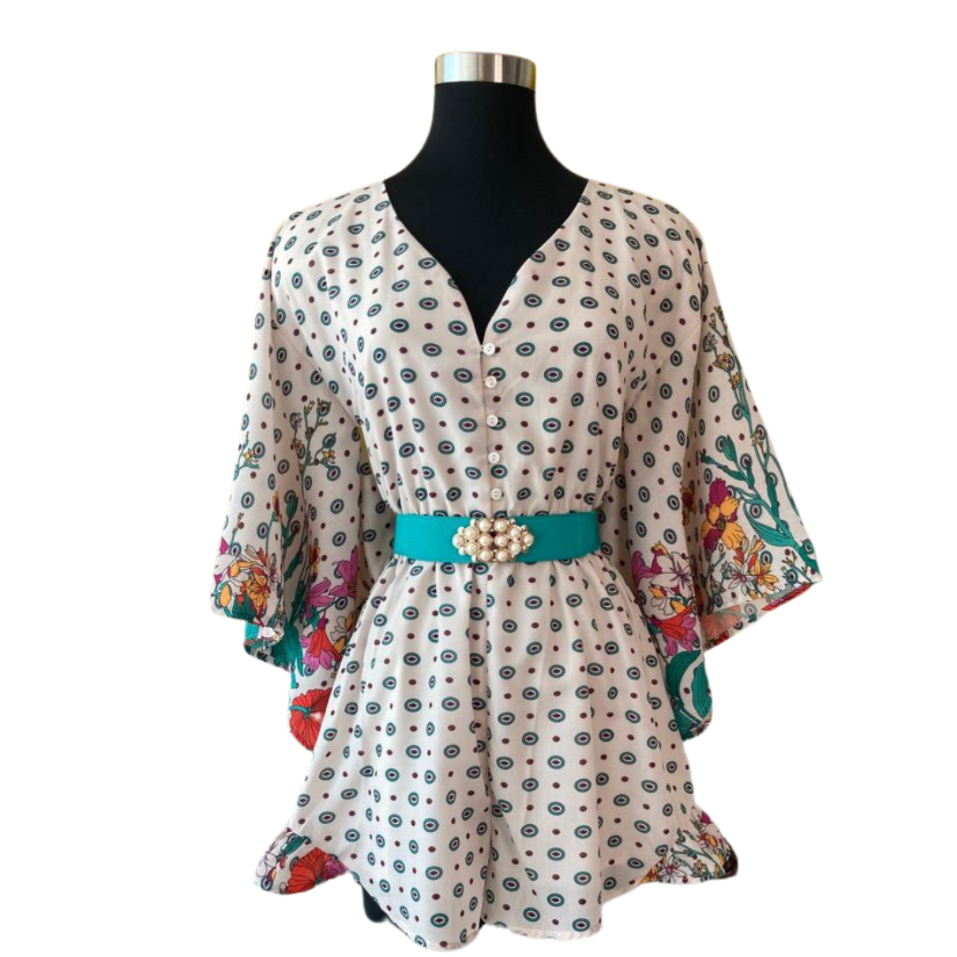 Print Kimono Romper