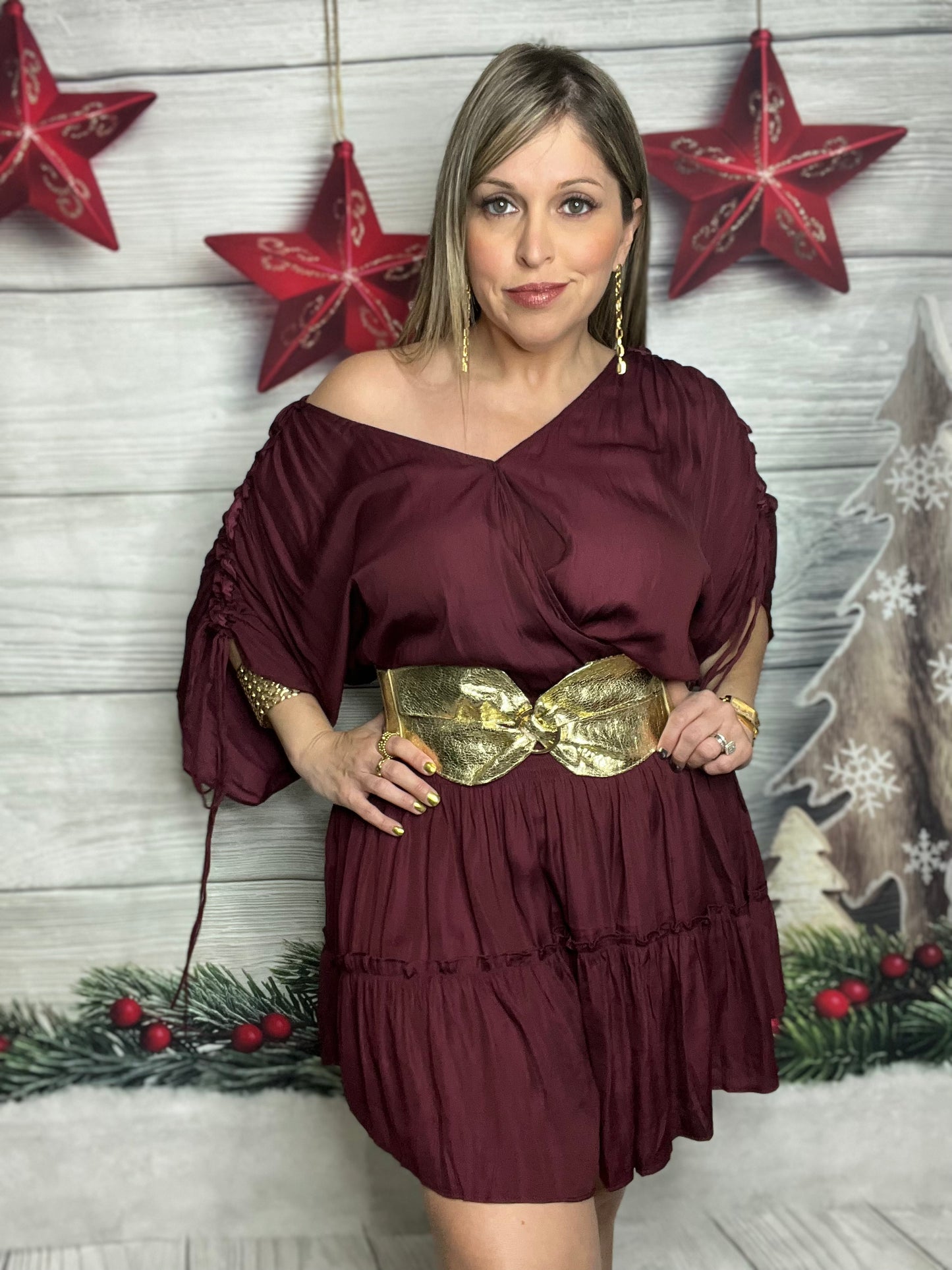 Dolman Sleeve Smocked Mini Dress