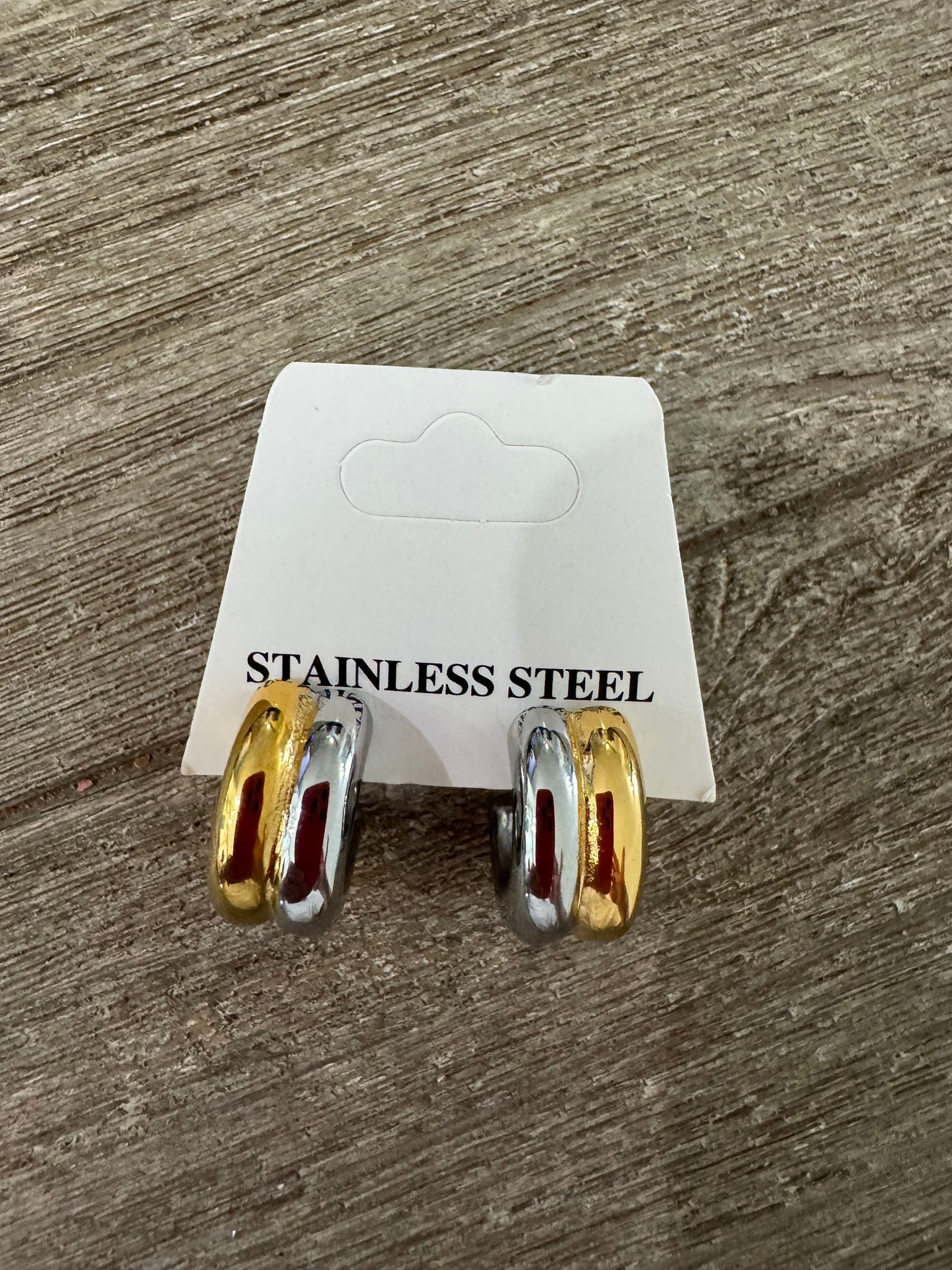 Two Tones Huggies Earrings