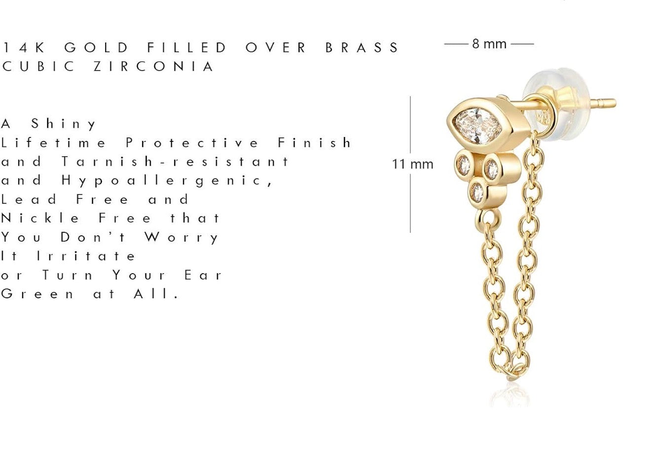 Eye chain hoop earrings